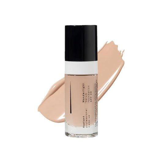 Radiant Professional Wonderlight Serum Liquid Foundation for Makeup Kit - Alternative to Bronzer Powder - Color Corrector & Under Eye Concealer - Matte Eyeshadow Base - 1.01 oz - Porcelain Beige (01)