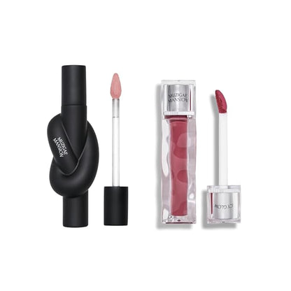 Cover & Shine Set - Grape Mauve, Tie up Cover Tint 03 Pink Step & Icy Glow 04 Divine, K-Beauty Matte Lip base Gloss
