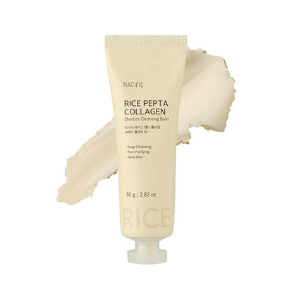 NACIFIC Rice Pepta Collagen Sherbet Cleansing Balm 2.82oz. 80g Makeup Remover Korean Skincare Deep Cleansing Face Cleanser Pore Purifying Glow Glass Skin Non greasy For All Skin Types