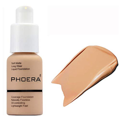 PHOERA Full Coverage Foundation - Flawless Concealer, Matte Oil Control, Long Lasting Moisturizing Base Liquid Cover Cream, Colour Changing for Women & Girls