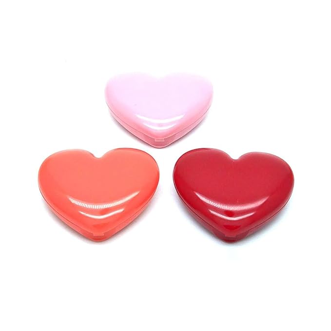 1Pc Pink Heart-Shaped Eyeshadow Makeup Box With Lip Stick Powder Containers Cases Dispenser - Travel Size