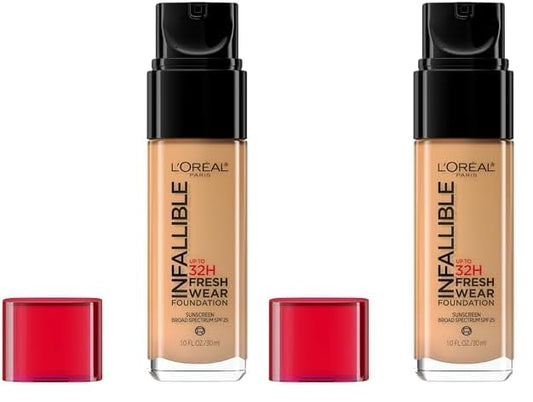 L’Oréal Paris Makeup Infallible Up to 24 Hour Fresh Wear Foundation, Radiant Sand, 1 fl; Ounce (Pack of 2)