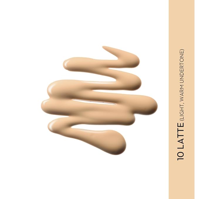 Sugar Cosmetics Drop The Base Serum Foundation10 Latte (Light, Warm Undertone) Full Coverage Waterproof Matte Finsh