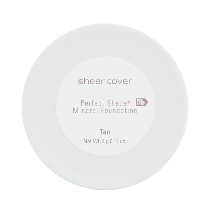 Sheer Cover Perfect Shade Mineral Foundation Makeup Kit w/ Free Brush - Tan Shade - Best Full Coverage Foundation (4 Grams)