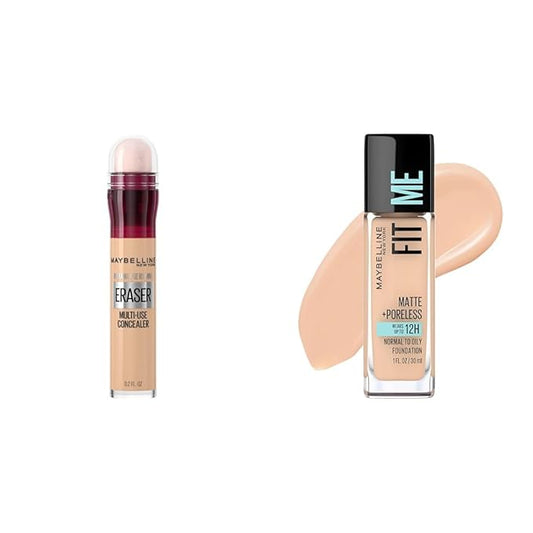 Maybelline Instant Age Rewind Dark Circles Concealer & Fit Me Matte Foundation, 1 Count