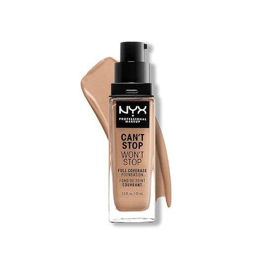 NYX PROFESSIONAL MAKEUP Can't Stop Won't Stop Foundation, 24h Full Coverage Matte Finish - Medium Buff