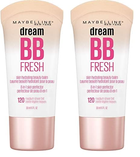 Maybelline Dream Fresh Skin Hydrating BB cream, 8-in-1 Skin Perfecting Beauty Balm with Broad Spectrum SPF 30, Sheer Tint Coverage, Oil-Free, Medium, 1 Fl Oz (Pack of 2)