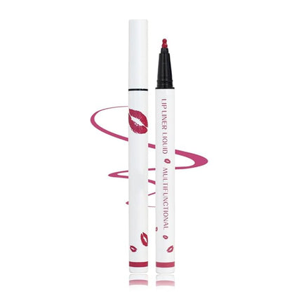 Longwear Liquid Lip Liner, Matte Lip Tint Stain Marker Pen, 2 in1 Liquid Lipstick & Lip Liner Pencil, Long Lasting Waterproof Lip gloss for Women, Fuller Lips Makeup (02(Pink))