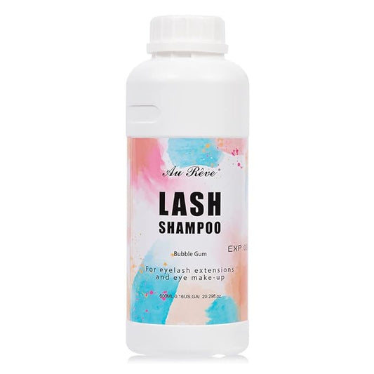 Eyelash Extension Cleanser Lash Shampoo Eyelash Extension Shampoo Lash Bath Cleaning Kit for Eyelash Care, Paraben & Sulfate Free for Salon Home Use (Bubble Gum 600ml)
