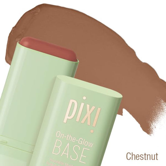 Pixi Beauty On-the-Glow Base| Tinted Moisturizer Foundation Stick | Chestnut: Rich, deep cool shade| 0.6 oz / 19g