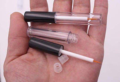 6Pcs 4ml Eyeliner Vials Tube Empty Refillable Plastic Clear Mascara Tube Eyelashes Tube Eyeliner Bottle With Plug and Black Lid Portable Travel Eyelash Growth Oil Tube Container