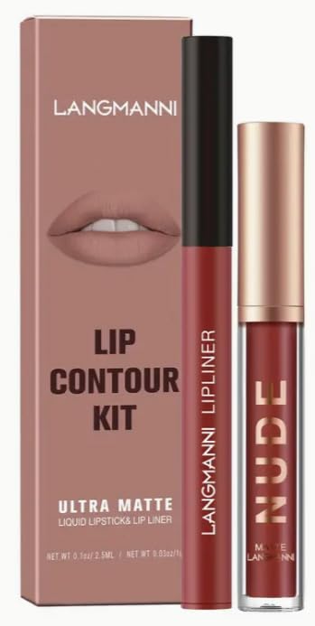 2-in-1 Lip Liner & Lip Gloss Set, Long-Lasting, Waterproof, Matte Finish, Valentine's Gift for Women