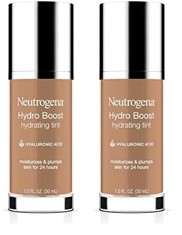 Neutrogena Hydro Boost Hydrating Tint with Hyaluronic Acid, Lightweight Water Gel Formula, Moisturizing, Oil-Free & Non-Comedogenic Liquid Foundation Makeup, 115 Cocoa Color 1.0 fl. oz (Pack of 2)