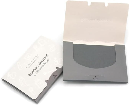 Bamboo charcoal oil blotting sheets for face,100 Counts in 1 Pack,lift away excess oil,easy to slip into your purse, makeup bag, or even your pocket (Grey)