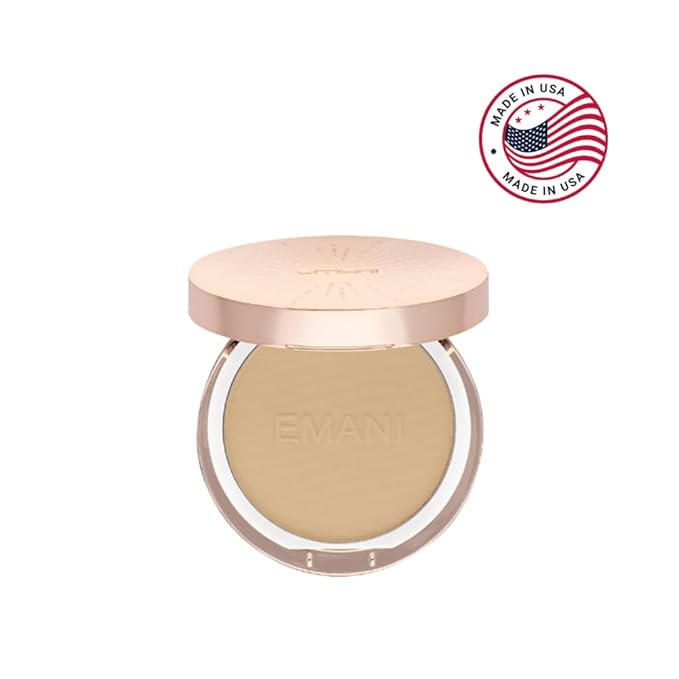Emani Flawless Matte Powder Foundation Makeup for Sensitive Skin, Natural Mineral Foundation Compact with Buildable Coverage, Oil Control, Talc Free, Cruelty-Free & Vegan, Sienna