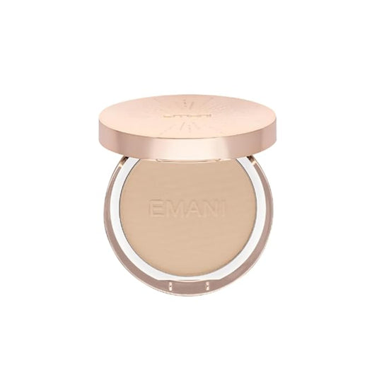 Emani Flawless Matte Powder Foundation Makeup for Sensitive Skin, Natural Mineral Foundation Compact with Buildable Coverage, Oil Control, Talc Free, Cruelty-Free & Vegan, Linen