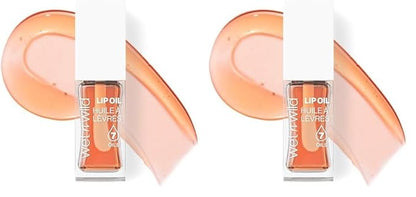 wet n wild Lip Oil - Lightweight, Non-Sticky, Hydrating & Nourishing Formula with Marula & Jojoba Oils, Vegan & Cruelty-Free - Orange Blossom (Pack of 2)