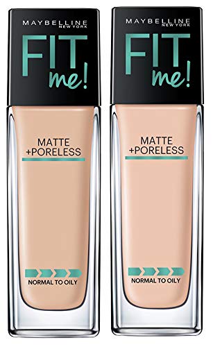 Maybelline Fit Me Matte + Poreless Liquid Foundation Makeup Bundle with Ivory and Classic Ivory, 1 Count