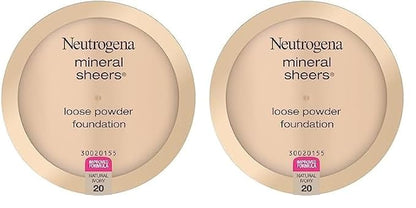 Neutrogena Mineral Sheers Lightweight Loose Powder Makeup Foundation with Vitamins A, C, & E, Sheer to Medium Buildable Coverage, Skin Tone Enhancer, Face Redness Reducer, Natural Ivory 20,.19 oz