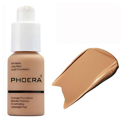 PHOERA Full Coverage Flawless Concealer Matte Oil Control Long Lasting Moisturizing Base Liquid Cover Cream Colour Changing Foundation for Women & Girls