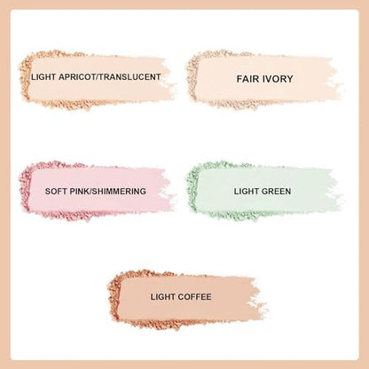 Setting Powder Lightweight Loose Powder Finishing Powder Long-Lasting Face Powder Waterproof with Soft Mushroom Powder Puff & Mirror, Translucent Finish,0.28 Oz (Light Green/Translucent)