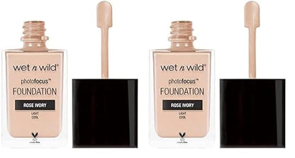 Wet n Wild Photo Focus Matte Liquid Foundation Rose Ivory, Vegan & Cruelty-Free (Pack of 2)