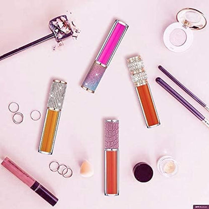 AMORIX 6pcs Lip Gloss Tubes with Wand 5ml Empty LipGloss Containers Pearl Diamond Lipgloss Bottles Lip Gloss Supplies Kit with 2pcs Syringe