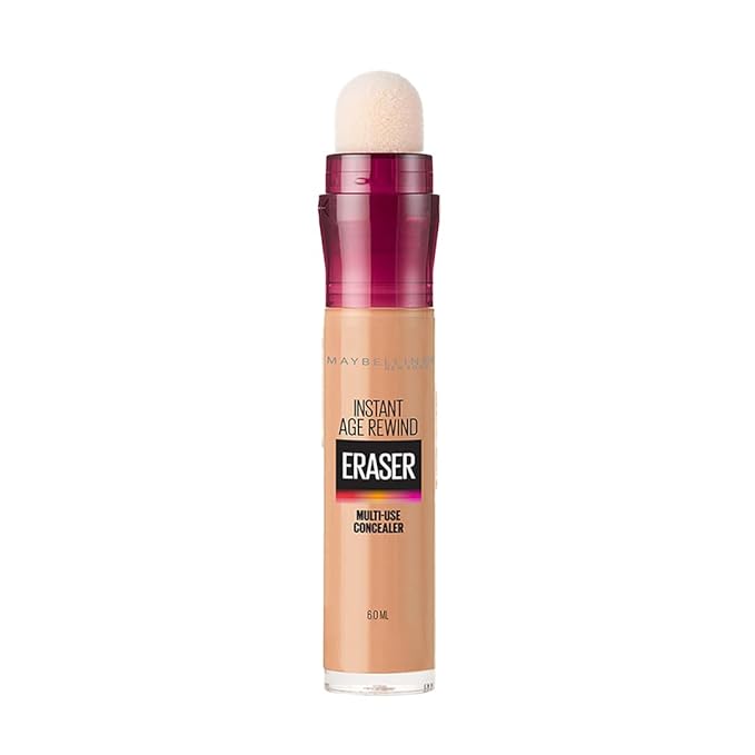 Maybelline Instant Age Rewind Eraser Dark Circles Treatment Multi-Use Concealer,130 & Fit Me Matte + Poreless Liquid Oil-Free Foundation Makeup, Natural Buff