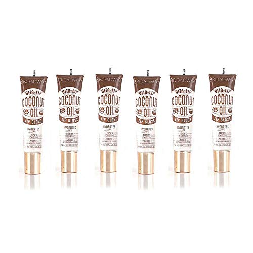 Ruby Kisses Broadway Vita-Lip Clear Lip Gloss (Coconut Oil 6 Pack), Ultra-Hydrating & Soothing Formula with Vitamin Oils, High-Shine Non-Sticky Finish, Healing Glossy Lip Balm Locks in Moisture