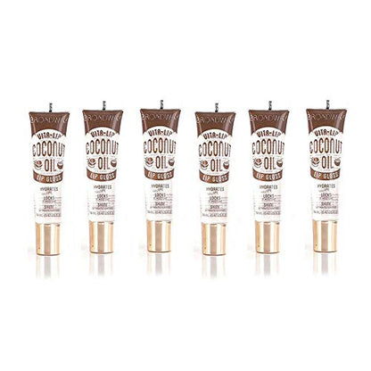 Ruby Kisses Broadway Vita-Lip Clear Lip Gloss (Coconut Oil 6 Pack), Ultra-Hydrating & Soothing Formula with Vitamin Oils, High-Shine Non-Sticky Finish, Healing Glossy Lip Balm Locks in Moisture