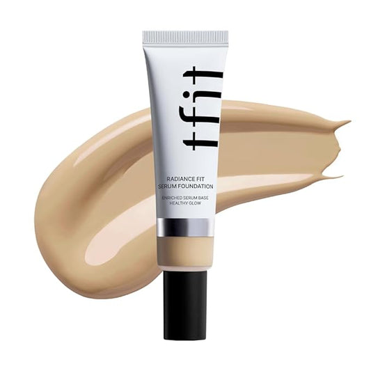Radiance Fit Serum Foundation - Flawless Coverage, Dewy finish, Long-lasting, Lightweight, Korean Makeup,1.05 Oz. (W02 Almond Butter, 1.05 Oz.)