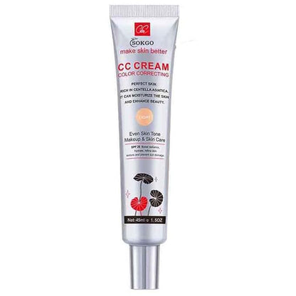 Color Correcting CC Cream with SPF 25, Coverage Lightweight Foundation, Hydrating Serum, Even Skin Tone Makeup and Skin Care, Boost Radiance, Refine Skin Texture, Avoid Sun Damage (LightLight, 1PCS)