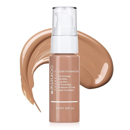 Liquid Foundation, Matte Finish, Weightless Full Coverage, Oil-Free, Non-Comedogenic, 1.52 fl oz (M006, 1pc)