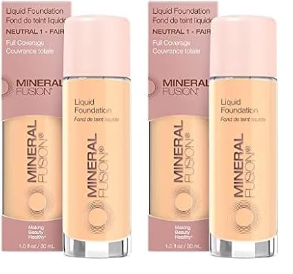 Mineral Fusion Liquid Foundation, Neutral 1, 1 Ounce (Packaging May Vary) (Pack of 2)