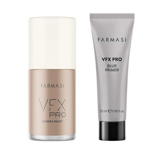 FARMASi VFX Pro Natural Beige and VFX Pro Primer Long Lasting Liquid Foundation Set, Skin Moisturizer Advanced Breathable Hydrating Full Coverage makeup for Face Makeup Set
