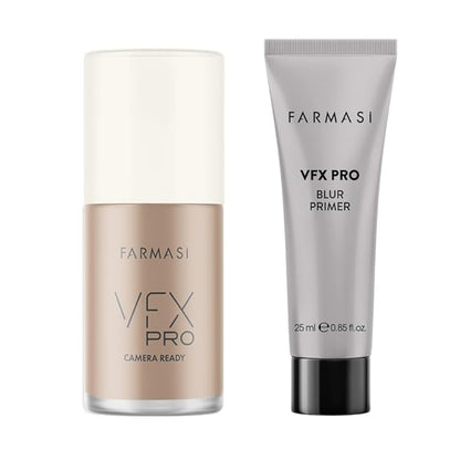 FARMASi VFX Pro Natural Beige and VFX Pro Primer Long Lasting Liquid Foundation Set, Skin Moisturizer Advanced Breathable Hydrating Full Coverage makeup for Face Makeup Set