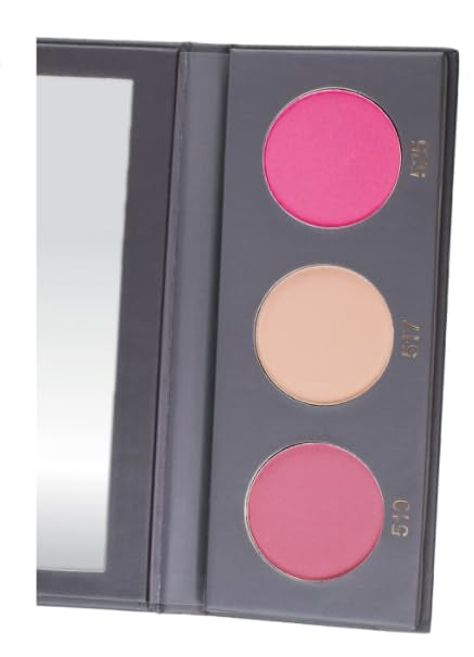 KAB Cosmetics - BlushMeUp Palette – Tricolor, Pressed-Powder Blush Palette with Compact Mirror – 3 Long-Lasting, Pink Blush Shades of Cruelty-Free Color for Warmth & Contour (Vanilla Bean)