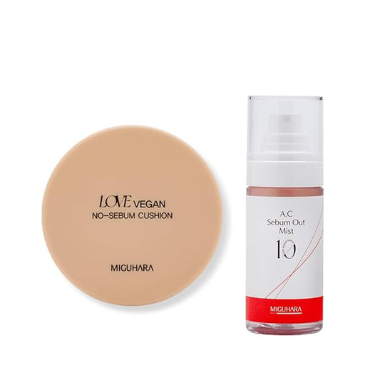 LOVE Vegan No-Sebum Cushion & A.C Sebum Out Mist Bundle