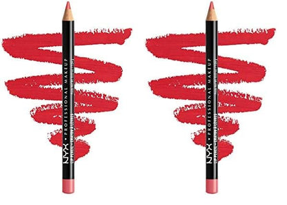 NYX PROFESSIONAL MAKEUP Slim Lip Pencil, Long-Lasting Creamy Lip Liner - Hot Red (Pack of 2)