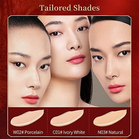 ZEESEA [Palace Identity] Chinese Phoenix Liquid Foundation Full Coverage,Matte Finish Long Lasting Up To 12 Hours, Lightweight & Flawless Liquid Foundation For Colored Skin, W02# Porcelain