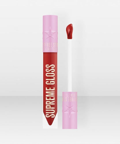 Jeffree Star Cosmetics Supreme Gloss – Red Affair (Medium) – Full-Pigment, High-Shine, Non-Sticky Lip Gloss with Rose Petal Applicator, Vegan & Cruelty-Free Formula