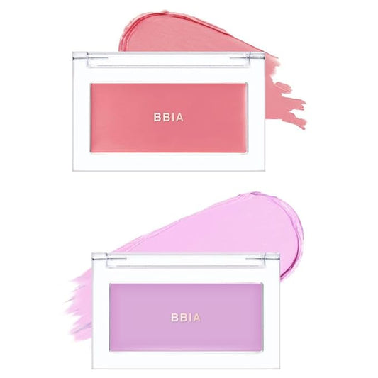 BBIA Ready To Wear Downy Cheek Cream Blush 2P Set (08 DOWNY ROSY + 04 DOWNY LAVENDER) / Blendable and Lightweight Cheek Makeup, Highly Pigmented with Long Wearing Formula