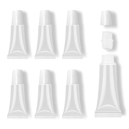 AMORIX 6 Packs Lip Gloss Tubes 5ml White Cap Lip Gloss Containers Empty Lip Balm Tubes Cosmetic Squeeze Lipgloss Tubes for DIY Lip Gloss Base