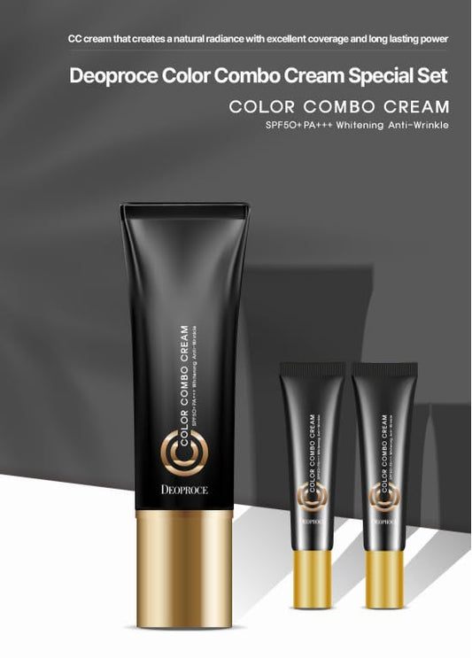 Deoproce Color Combo CC Cream SPF50+ PA+++ (#23 Sand Beige) | Anti-Wrinkle, Hydrating CC Cream | Strong Glow Effect for Silky, Radiant Skin | Korean Skincare