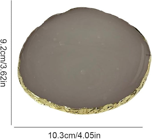 Nail Art Palette Stone,Resin Nail Art Palette,Nail Art Painting Mixed Color Palette Gold Edge Nail Gel Color Makeup Display