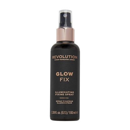Makeup Revolution, Glow Fix Illuminating Fixing Spray, Glow Finish, Hydrating & Brightening Setting Spray for Face, Vegan & Cruelty-Free, 3.38fl.oz