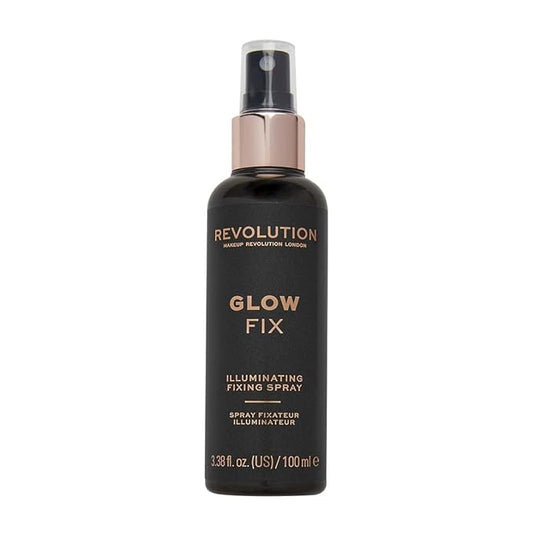 Makeup Revolution, Glow Fix Illuminating Fixing Spray, Glow Finish, Hydrating & Brightening Setting Spray for Face, Vegan & Cruelty-Free, 3.38fl.oz