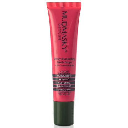 MUDMASKY GlamCare Illuminating Blush Drops - Pink Martini 15milliliter/0.5ounce - Long-lasting Natural Glow & Plumping Cheekbones - Perfect Gifts for Women - Beauty Blush & Make Up for Radiant Skin