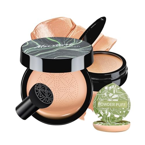 Mushroom Head Air Cushion CC Cream - BB Cream Face Makeup Foundation with Power Puff for Mature Skin Moisturizing Concealer Brighten Long-Lasting, Even Skin Tone for All Skin Types (Nude)