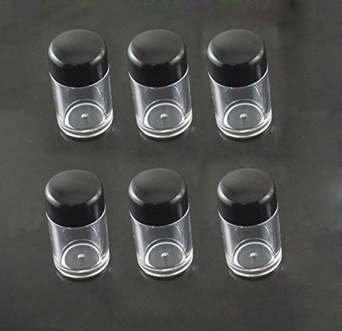 6 Pcs Plastic Loose Powder Jar 10g Clear Refillable Face Powder Case Cosmetic Sample Pots Bottles Eyeshow Powder Box Concealer Powder Sifter Container with 12 Holes (black lid)